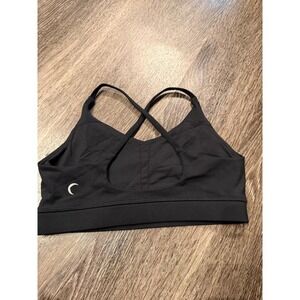 Zyia Active Black Bombshell Sports Bra Iridescent Snakeskin Cross Back Medium